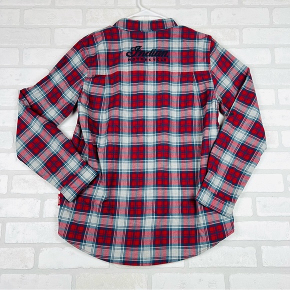 POLARIS INDIAN MOTORCYCLES WOMENS RED SCRIPT EMB SHIRT SIZE MEDIUM NWT - Picture 14 of 14